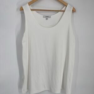 Sympli Top Women’s 18 White Stretchy Tank Minimalist Staple Wardrobe Long
